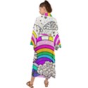 Rainbow Fun Cute Minimal Doodle Drawing Art Maxi Kimono View2