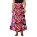 Charming Watercolor Flowers Tiered Ruffle Maxi Skirt View1