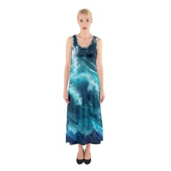 Thunderstorm Tsunami Tidal Wave Ocean Waves Sea Sleeveless Maxi Dress by Ravend