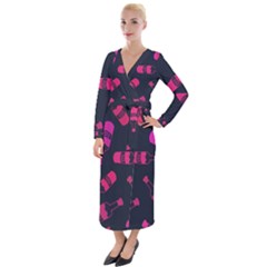 Wine Wine Bottles Background Graphic Velvet Maxi Wrap Dress by Ravend