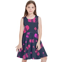 Wine Wine Bottles Background Graphic Kids  Skater Dress by Ravend