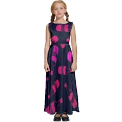 Wine Wine Bottles Background Graphic Kids  Satin Sleeveless Maxi Dress by Ravend