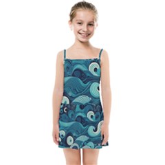 Waves Ocean Sea Abstract Whimsical Abstract Art Kids  Summer Sun Dress by Ravend