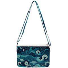 Waves Ocean Sea Abstract Whimsical Abstract Art Double Gusset Crossbody Bag by Ravend
