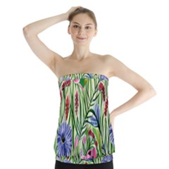 Celestial Watercolor Flower Strapless Top by GardenOfOphir