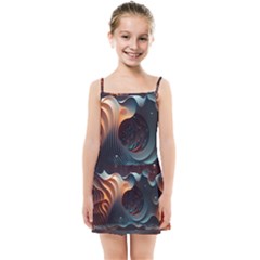 Ai Generated Space Design Fractal Light Motion Kids  Summer Sun Dress by Ravend