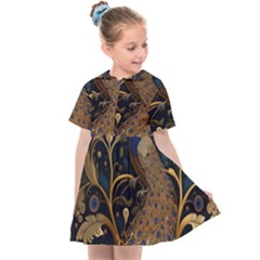 Peacock Plumage Bird Decorative Pattern Graceful Kids  Sailor Dress by Ravend