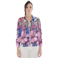 Broken And Budding Watercolor Flowers Women s Windbreaker by GardenOfOphir