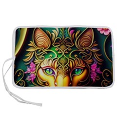 Ai Generated Paisley Pattern Feline Floral Pen Storage Case (s) by Ravend