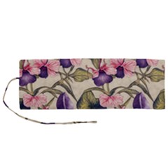 Flowers Pattern Decorative Wallpaper Scrapbooking Roll Up Canvas Pencil Holder (m) by Ravend