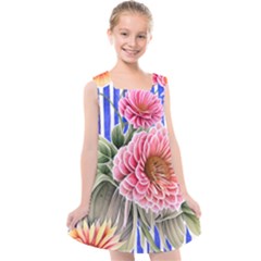 Choice Watercolor Flowers Kids  Cross Back Dress by GardenOfOphir