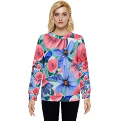 Classy Watercolor Flowers Hidden Pocket Sweatshirt by GardenOfOphir