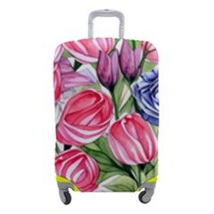 Charming Foliage – Watercolor Flowers Botanical Luggage Cover (small) by GardenOfOphir