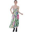 Different Watercolor Flowers Botanical Foliage Tie Back Maxi Dress View1