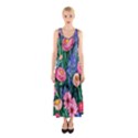 Cute Watercolor Flowers And Foliage Sleeveless Maxi Dress View1