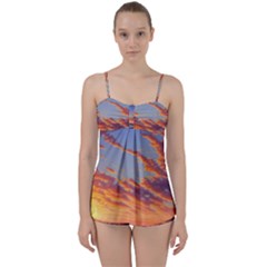 Summer Sunset Over Beach Babydoll Tankini Set by GardenOfOphir