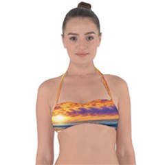Summer Sunset Over The Ocean Halter Bandeau Bikini Top by GardenOfOphir