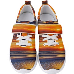 Nature s Sunset Over Beach Men s Velcro Strap Shoes by GardenOfOphir