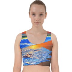 Summer Sunset At The Beach Velvet Racer Back Crop Top by GardenOfOphir