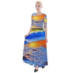 Summer Sunset At The Beach Half Sleeves Maxi Dress by GardenOfOphir