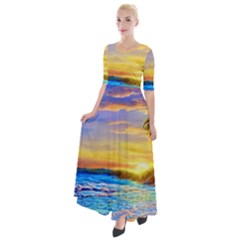 Sunrise At The Beach Half Sleeves Maxi Dress by GardenOfOphir