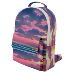 Sunset Over The Beach Flap Pocket Backpack (small) by GardenOfOphir