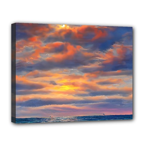 Serene Sunset Over Beach Canvas 14  X 11  (stretched) by GardenOfOphir