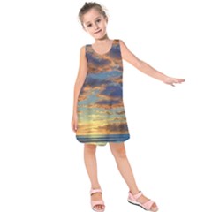 Sunrise Over The Sand Dunes Kids  Sleeveless Dress by GardenOfOphir