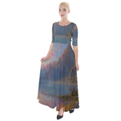 Marvelous Sunset Half Sleeves Maxi Dress by GardenOfOphir