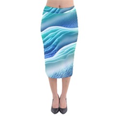 Pastel Beach Wave I Velvet Midi Pencil Skirt by GardenOfOphir