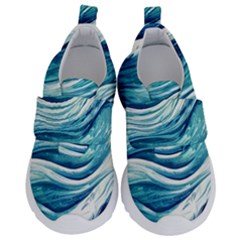 Abstract Blue Ocean Waves Kids  Velcro No Lace Shoes by GardenOfOphir