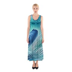 Summer Ocean Waves Sleeveless Maxi Dress by GardenOfOphir