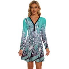 Dandelion Long Sleeve Deep V Mini Dress  by artworkshop