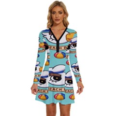 Guillever Wp Long Sleeve Deep V Mini Dress  by artworkshop