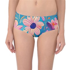 Vintage Flowers Mid-waist Bikini Bottoms by HWDesign