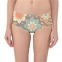 Retro Pastel Flowers Mid-Waist Bikini Bottoms View1