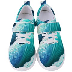 Abstract Waves In Blue And Green Women s Velcro Strap Shoes by GardenOfOphir