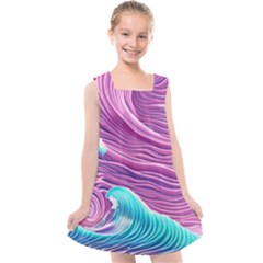 Pink Water Waves Kids  Cross Back Dress by GardenOfOphir