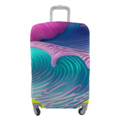 Pink Waves On The Beach Luggage Cover (small) by GardenOfOphir