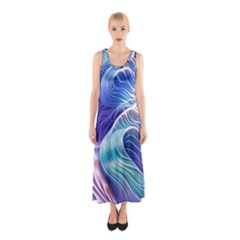 Majestic Ocean Waves Sleeveless Maxi Dress by GardenOfOphir