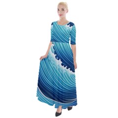 Simple Summer Wave Pattern Half Sleeves Maxi Dress by GardenOfOphir