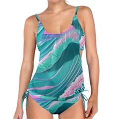 Pink Ocean Waves Tankini Set by GardenOfOphir