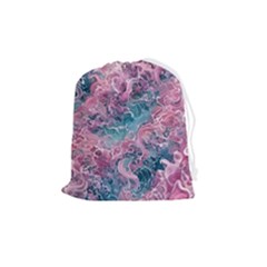 Ocean Waves In Pink Ii Drawstring Pouch (medium) by GardenOfOphir