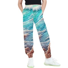 Waves Of The Ocean Kids  Elastic Waist Pants by GardenOfOphir