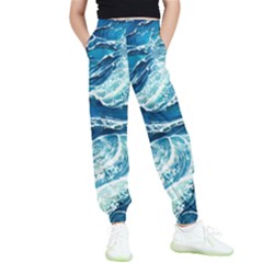 Summer Ocean Waves Kids  Elastic Waist Pants by GardenOfOphir