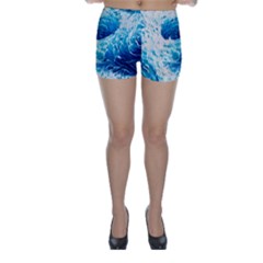 Abstract Blue Ocean Wave Ii Skinny Shorts by GardenOfOphir