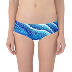 Blue Ocean Wave Watercolor Classic Bikini Bottoms by GardenOfOphir