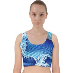 Watercolor Wave Velvet Racer Back Crop Top by GardenOfOphir