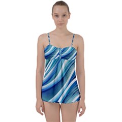 Blue Ocean Waves Babydoll Tankini Set by GardenOfOphir