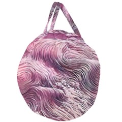 Abstract Pink Ocean Waves Giant Round Zipper Tote by GardenOfOphir